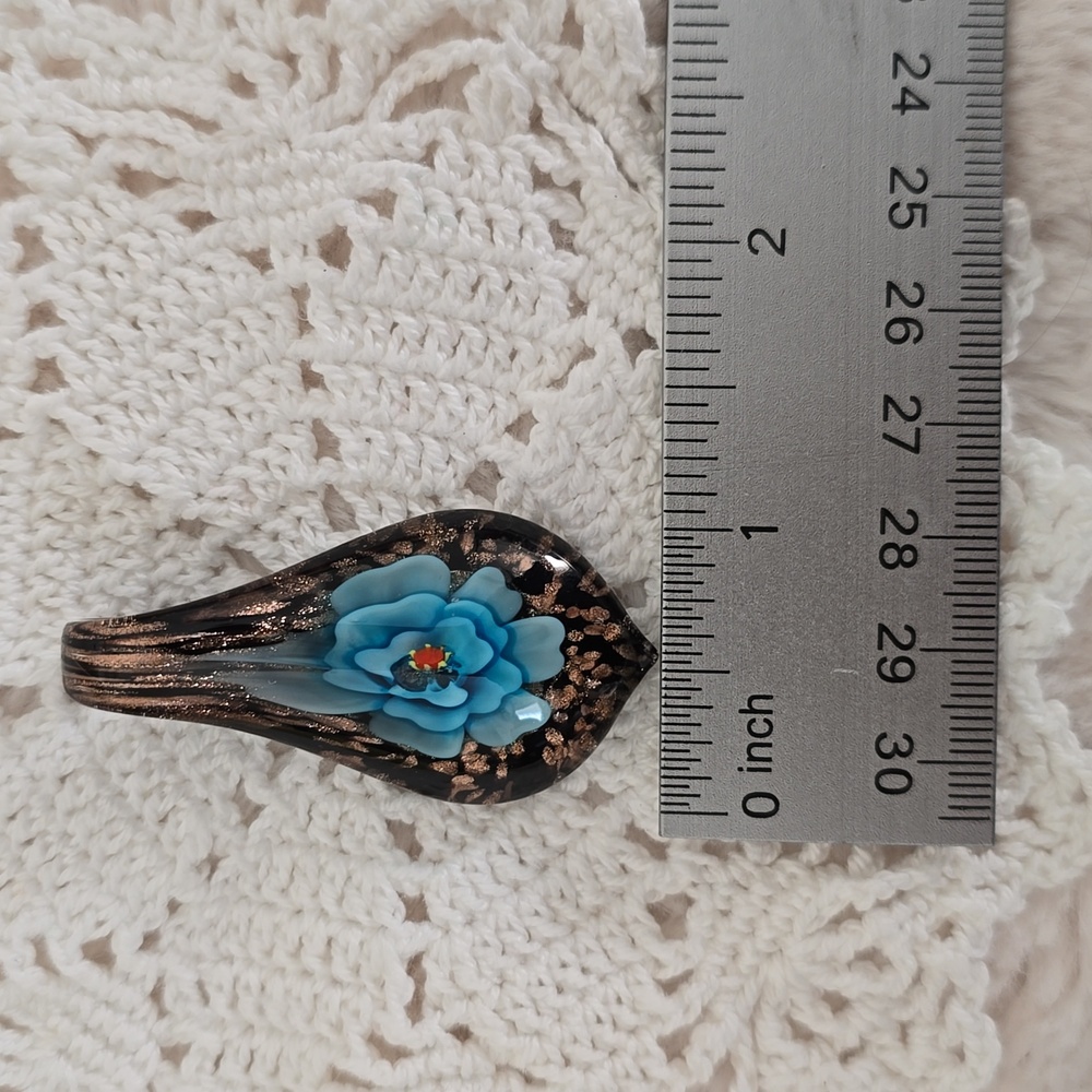 Flower Art Blown Glass Pendant, EUC - Picture 4 of 5